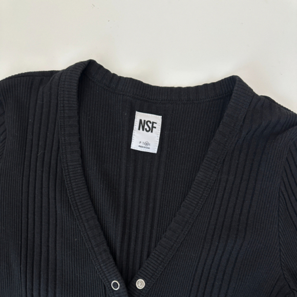 NSF Black Ribbed Knit Dress S - Picture 3 of 7